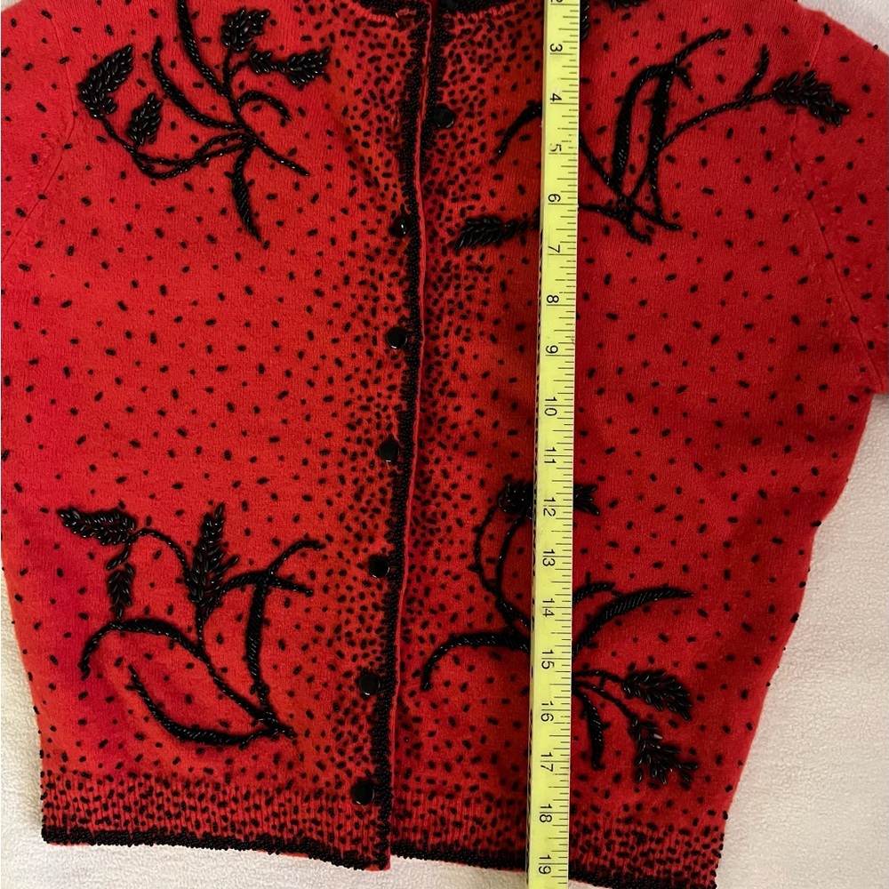 Vintage 1940/50’s Ralli Scott red/blk 100% lambswool beaded fully lined sweater. - Picture 6 of 11